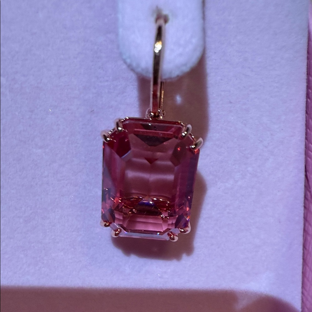 Swarovski Pink Crystal Drop Earrings - Picture 6 of 8